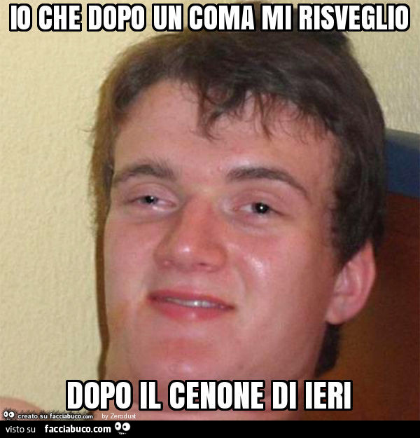 Io che dopo un coma mi risveglio dopo il cenone di ieri