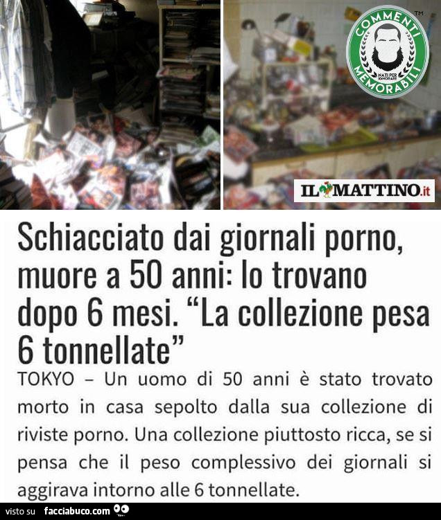 Schiacciato dai giornali porno, muore a 50 anni: lo trovano dopo 6 mesi. La collezione pesa 6 tonnellate