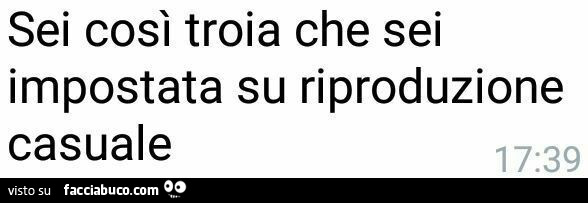 Sei così troia che sei impostata su riproduzione casuale