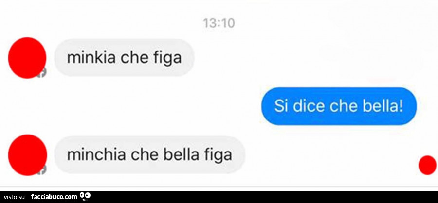Minkia che figa. Si dice che bella! Minchia che bella figa