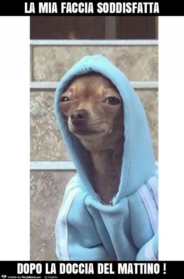 La mia faccia soddisfatta dopo la doccia del mattino