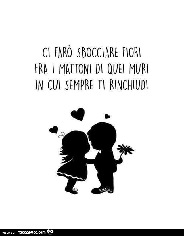 Ci farò sbocciare fiori fra i mattoni di quei muri in cui sempre ti rinchiudi