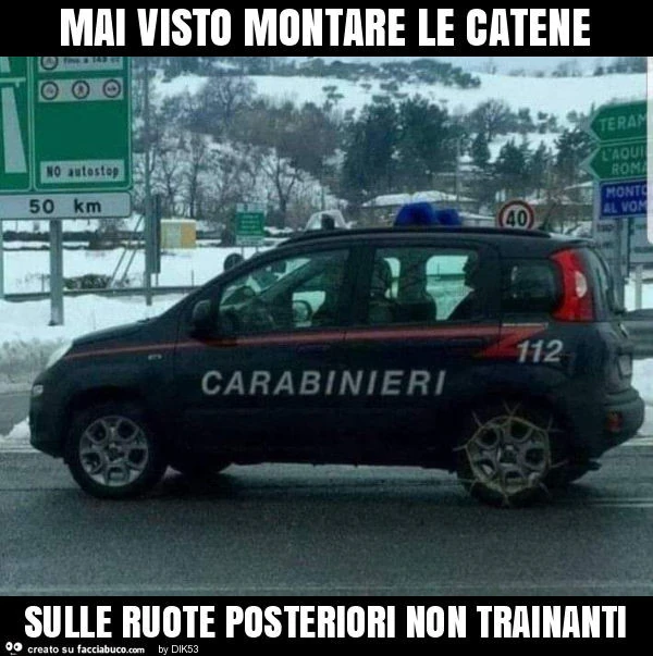 Mai visto montare le catene sulle ruote posteriori non trainanti