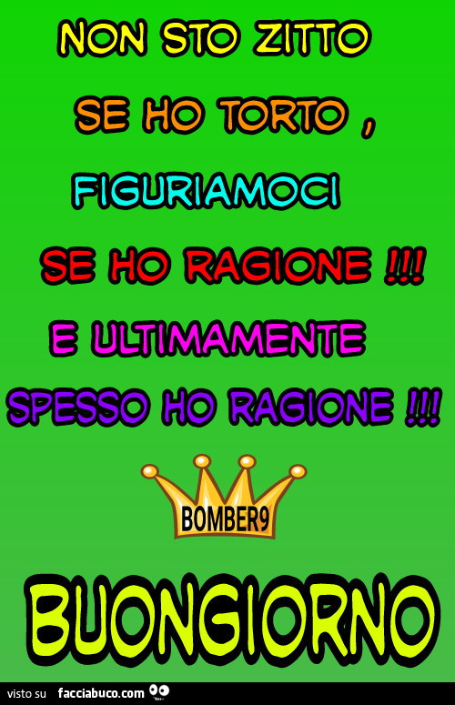 Non sto zitto se ho torto figuriamoci se ho ragione