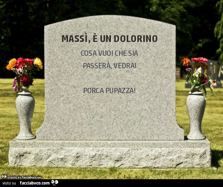 Massì, è un dolorino. Porca pupazza