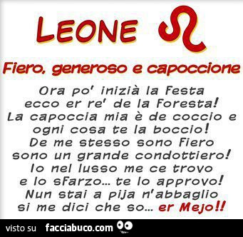 Leone fiero, generoso e capoccione