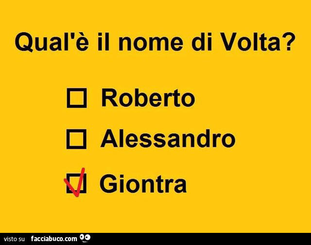 Qual'è il nome di volta? Giontra