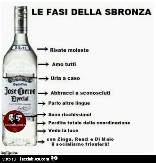 Le fasi della sbronza: con Zinga, Renzi, Di Maio il socialismo trionferà
