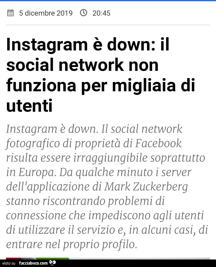 Instagram è down: il social network non funziona per migliaia di utenti