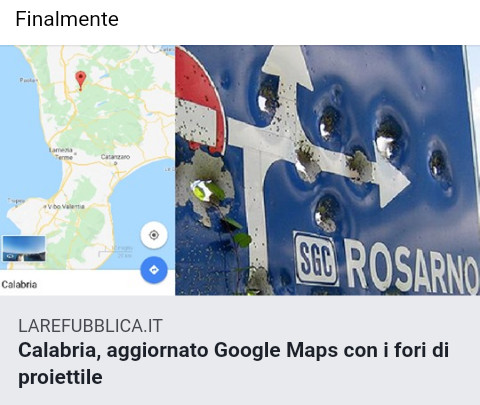 Calabria aggiotnato Google maps con i fori di proiettile