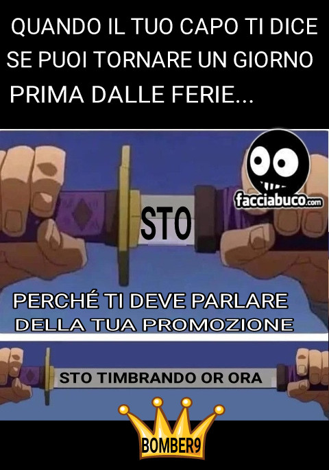 Quando il tuo capo ti dice se puoi tornare un giorno prima dalle ferie sto