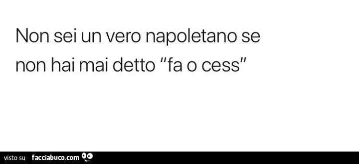 Non sei un vero napoletano se non hai mai detto fa o cess