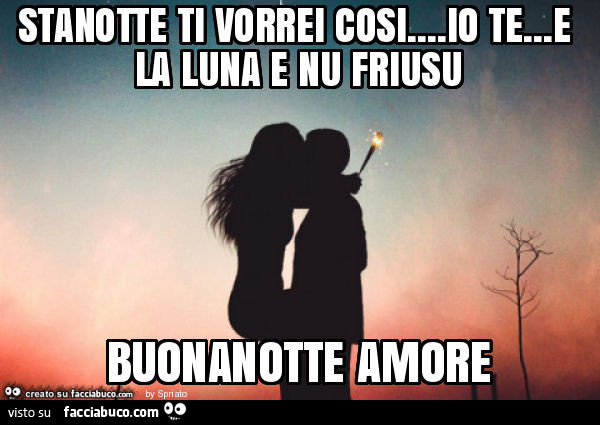 Stanotte ti vorrei cosi… io te… e la luna e nu friusu buonanotte amore