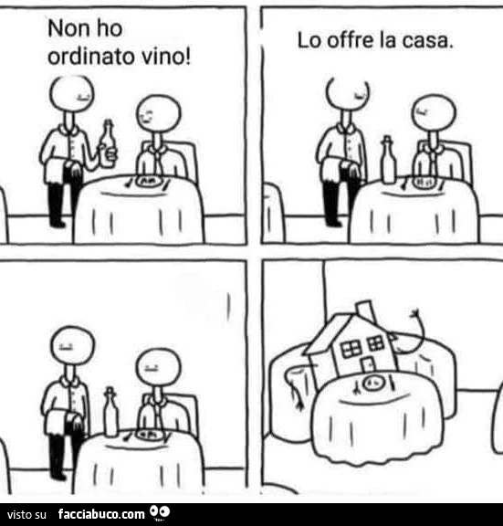 Non ho ordinato vino! Lo offre la casa