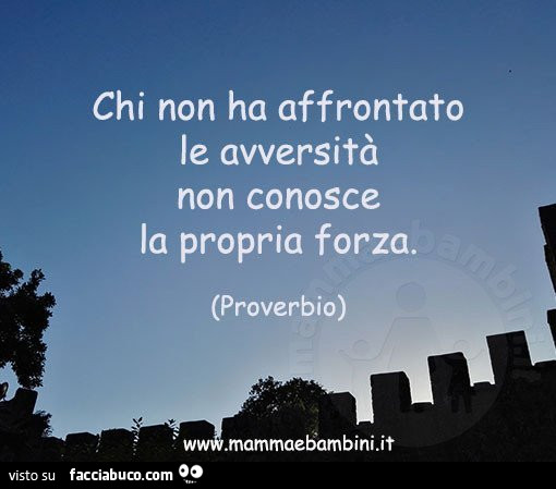 Chi non ha affrontato le avversità non conosce la propria forza