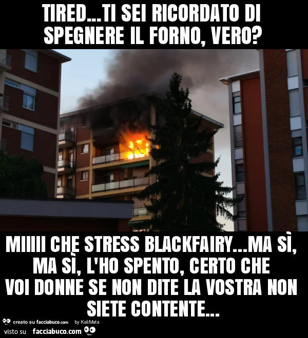 Tired&hellip; ti sei ricordato di spegnere il forno, vero? Miiiii che stress blackfairy&hellip; ma sì, ma sì, l'ho spento, certo che voi donne se non dite la vostra non siete contente