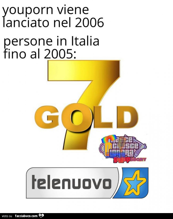 Youporn viene lanciato nel 2006. Persone in italia fino al 2005: 7gold telenuovo