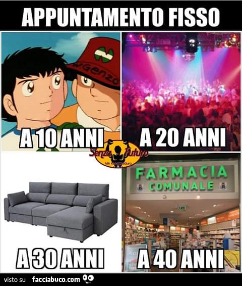 Appuntamento fisso a 10anni a 20 anni a 30 a 40 anni
