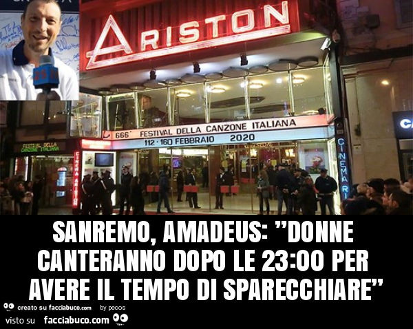 Sanremo, amadeus: ”donne canteranno dopo le 23: 00 per avere il tempo di sparecchiare”