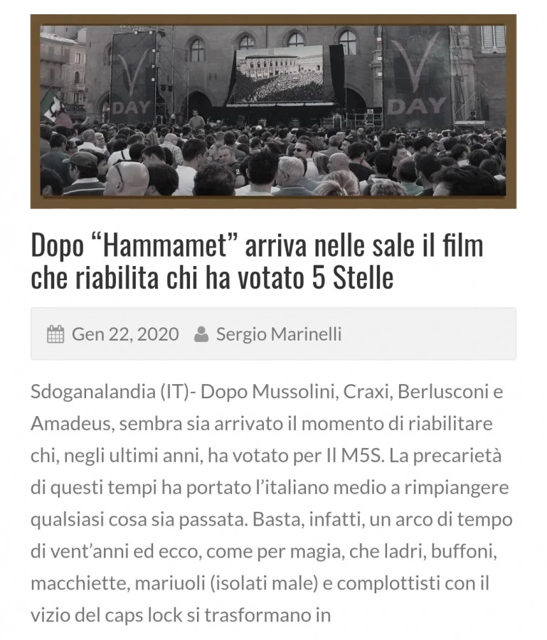 Dopo “Hammamet” arriva nelle sale il film che riabilita chi ha votato 5 Stelle