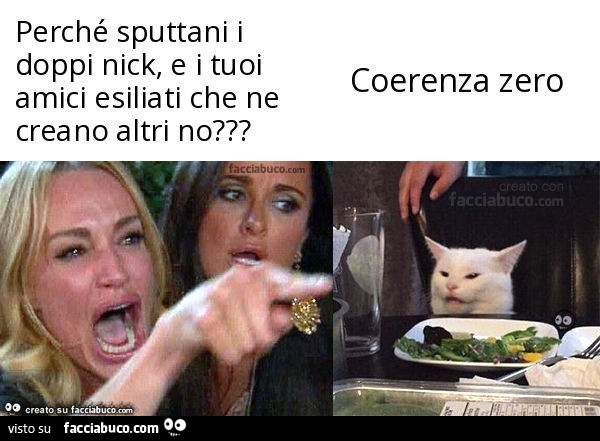 Perché sputtani i doppi nick, e i tuoi amici esiliati che ne creano altri no? . Coerenza zero