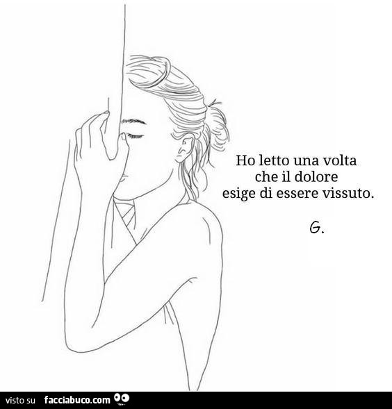 Ho letto una volta che il dolore esige di essere vissuto. G