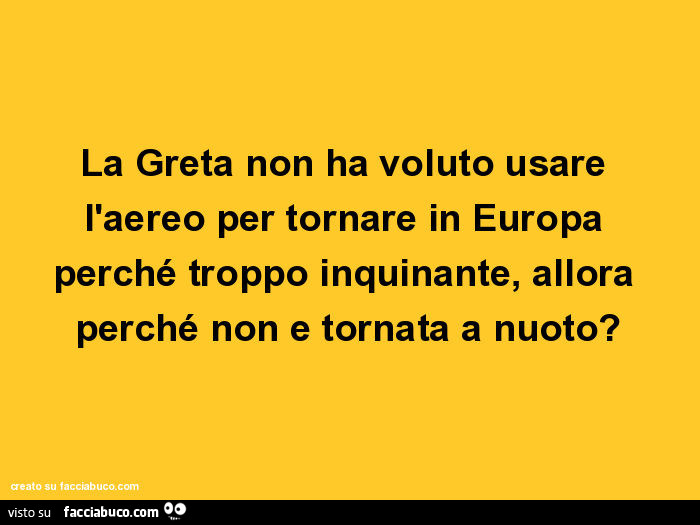 La greta non ha voluto usare l'aereo per tornare in europa perché troppo inquinante, allora perché non e tornata a nuoto?