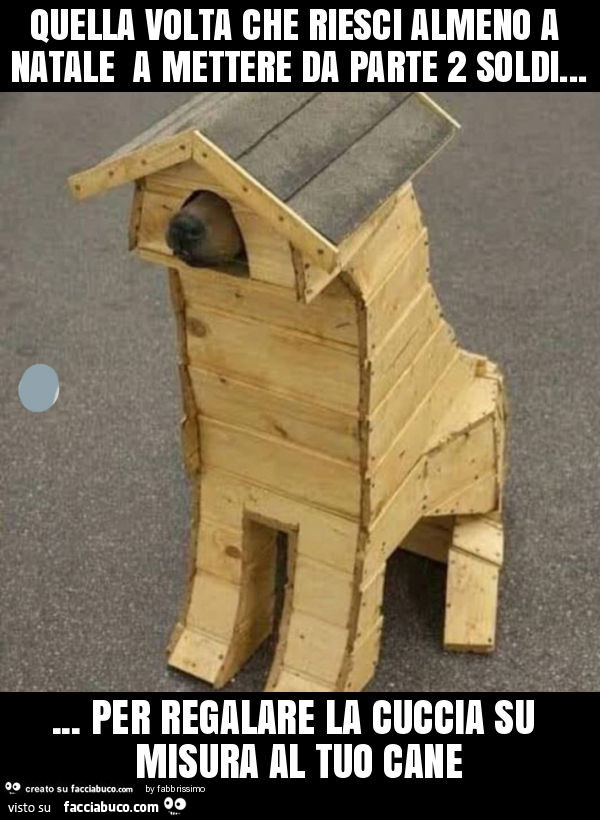 Quella volta che riesci almeno a natale a mettere da parte 2 soldi… per regalare la cuccia su misura al tuo cane