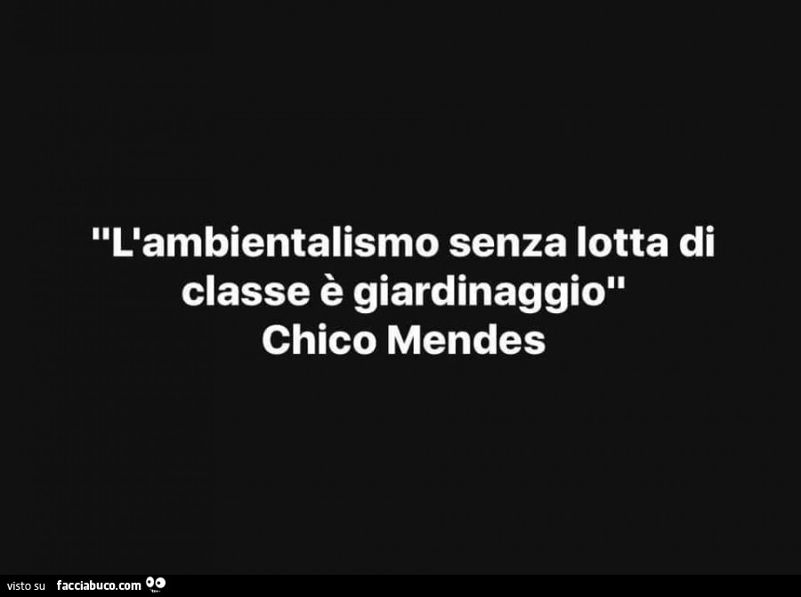 L'ambientalismo senza lotta di classe è giardinaggio. Chico Mendes