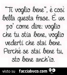 Ti voglio bene, è così bella questa frase. È Un po' come dire voglio che tu stia bene
