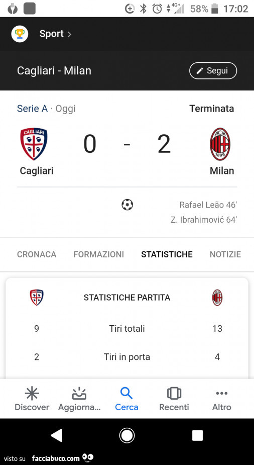 Cagliari 0 Milan 2