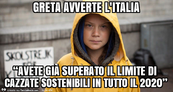 Greta avverte l'italia “avete già superato il limite di cazzate sostenibili in tutto il 2020”