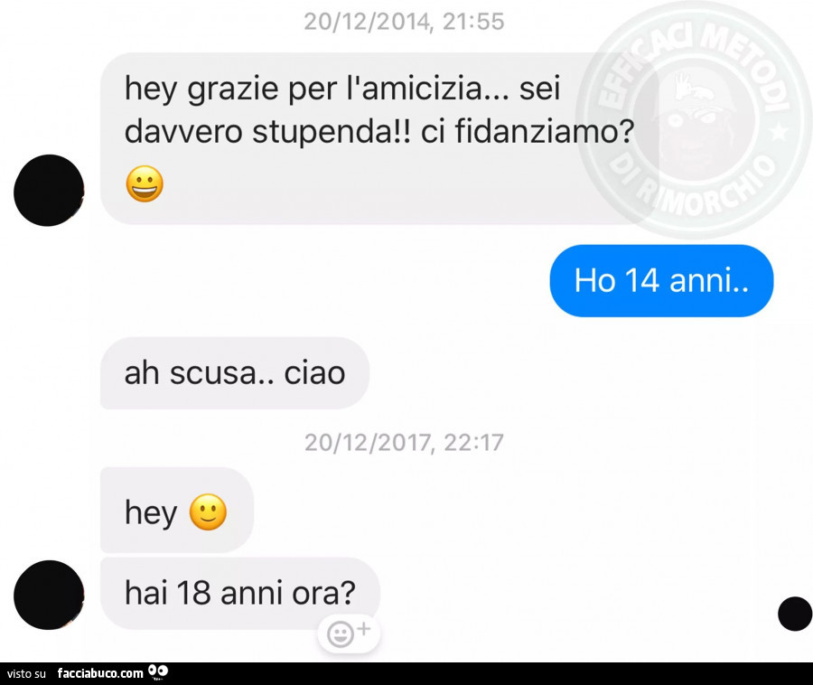 Hey grazie per l'amicizia sei davvero stupenda. Ci fidanziamo? Ho 14 anni