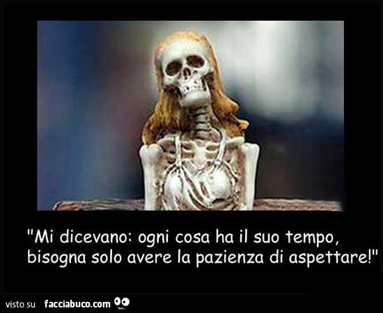 Mi dicevano: ogni cosa ha il suo tempo, bisogna solo avere la pazienza di aspettare