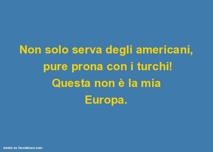 Non solo serva degli americani, pure prona con i turchi! Questa non è la mia europa
