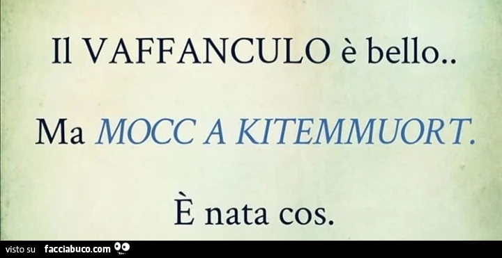 Il vaffanculo è bello. Ma mocc a kitemmuort. E nata cos