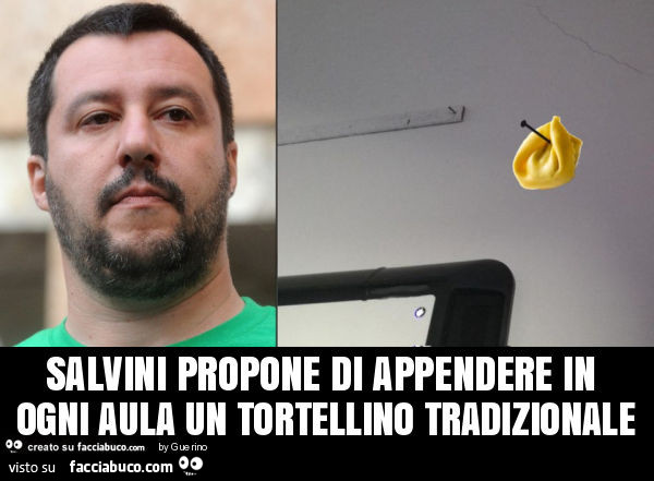 Salvini propone di appendere in ogni aula un tortellino tradizionale