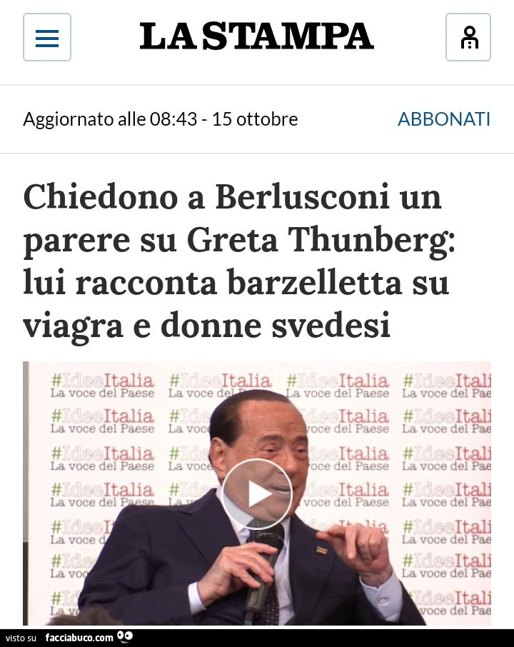 Chiedono a Berlusconi un parere su Greta Thunberg: lui racconta barzelletta su viagra e donne svedesi