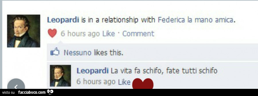 Leopardi is in a relationship with federica la mano amica