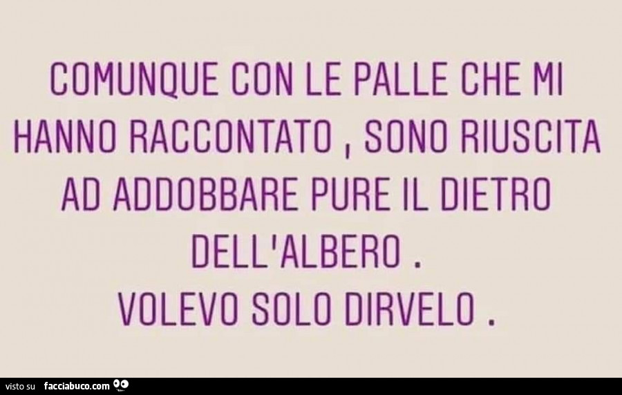 Comunque con le palle che mi hanno raccontato sono riuscita ad addobbare pure il dietro dell'albero. Volevo solo dirvelo