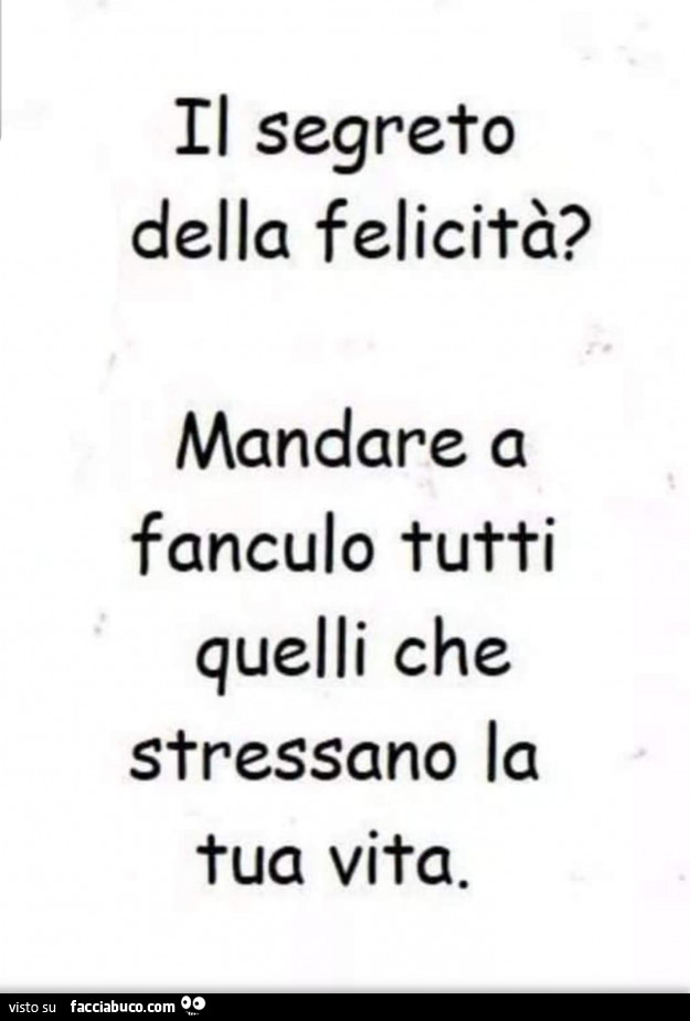 Il segreto della felicità? Mandare a fanculo tutti quelli che stressano la tua vita