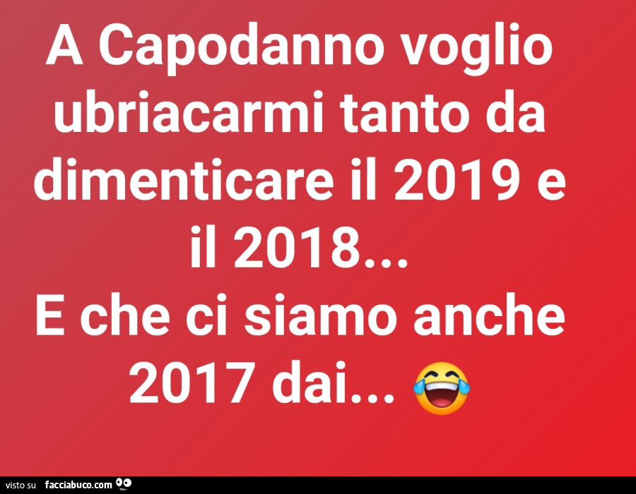 A capodanno voglio ubriacarmi tanto da dimenticare il 2019 e il 2018… e che ci siamo anche 2017 dai