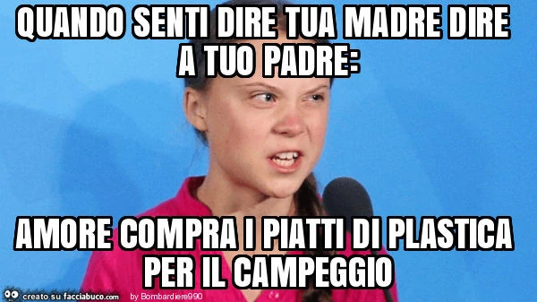 Quando senti dire tua madre dire a tuo padre: amore compra i piatti di plastica per il campeggio