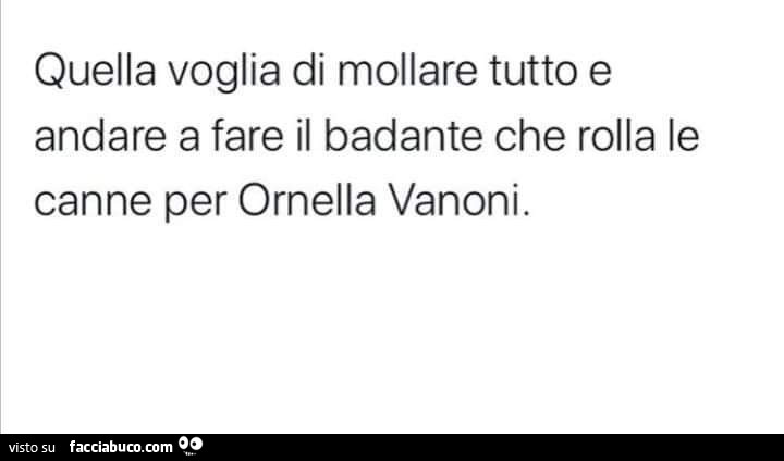 Quella voglia di mollare tutto e andare a fare il badante che rolla le canne per ornella vanoni