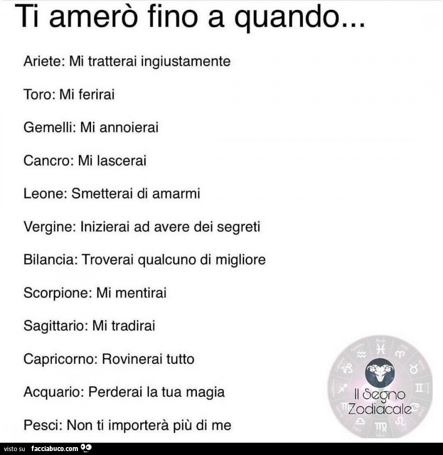 Ti amerò fino a quando…