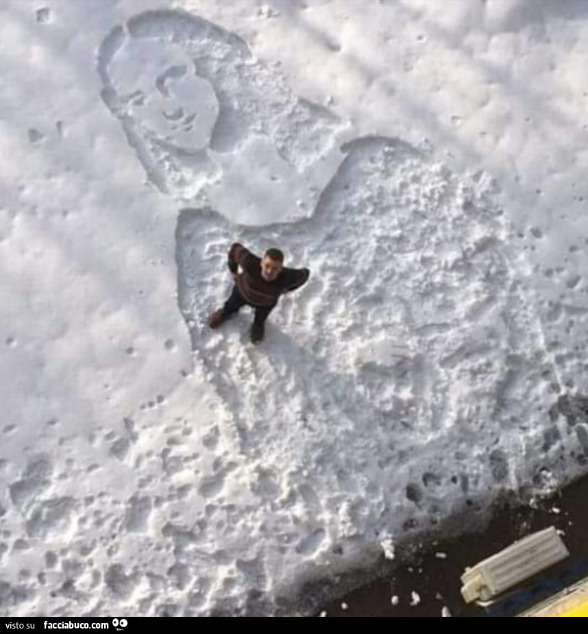 La Gioconda disegnata sulla neve