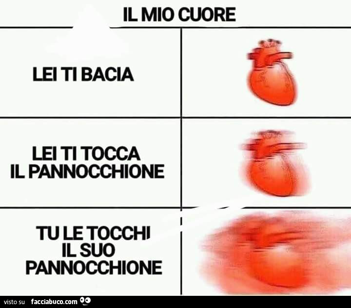 Il mio cuore. Lei ti bacia. Lei ti tocca il pannocchione. Tu le tocchi il suo pannocchione