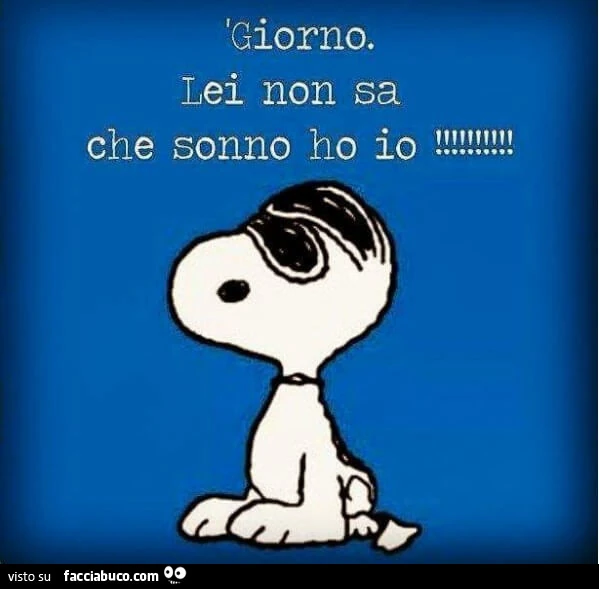 Giorno. Lei non sa che sonno ho io
