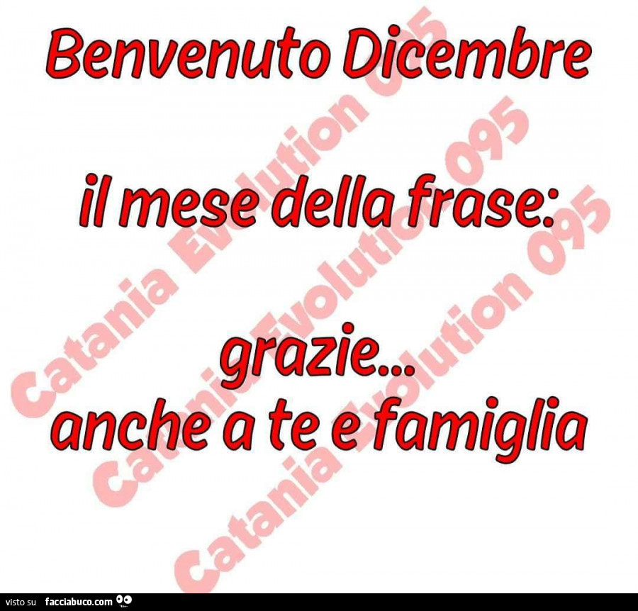 Benvenuto dicembre il mese della frase: grazie anche a te e famiglia