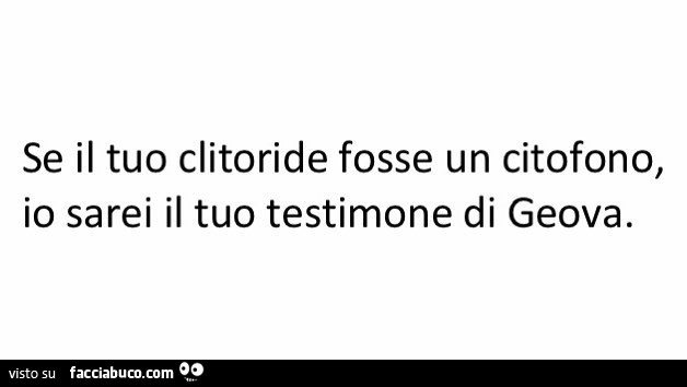 Se il tuo clitoride fosse un citofono, io sarei il tuo testimone di geova